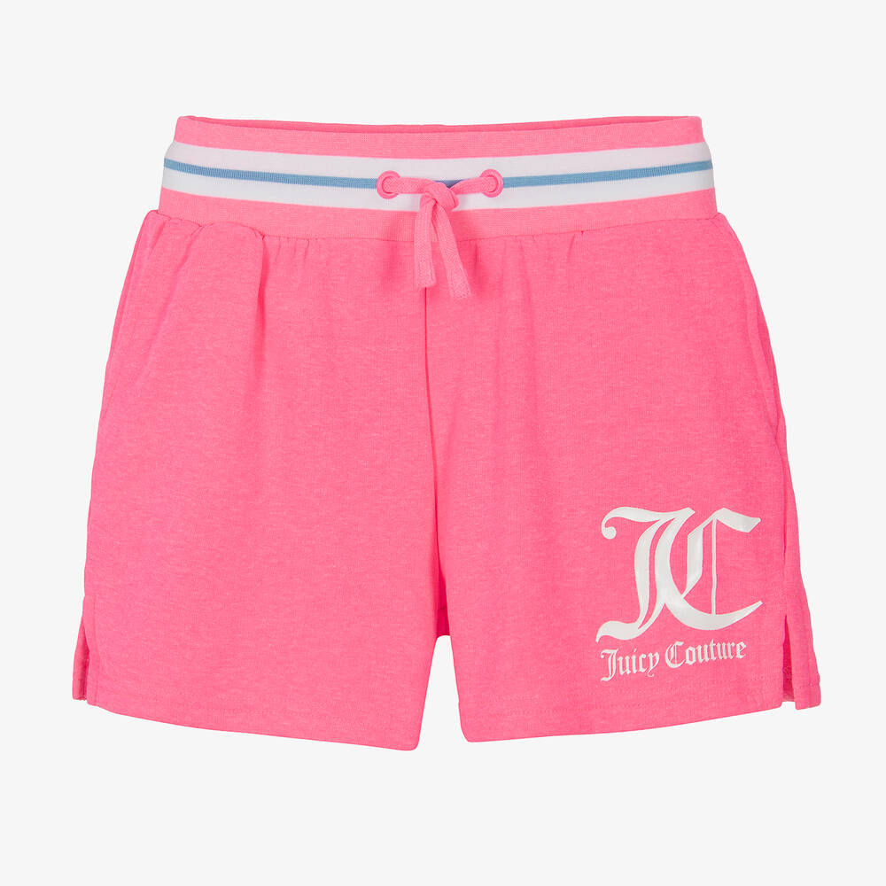 Juicy Couture - Teen Girls Neon Pink Cotton Logo Shorts | Childrensalon