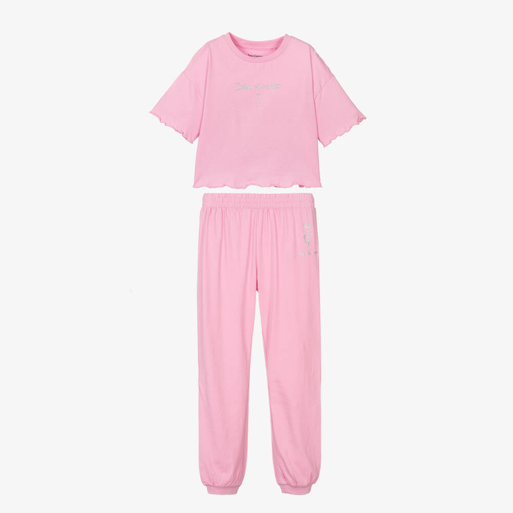 Juicy Couture - Ensemble pantalon rose en coton ado fille | Childrensalon