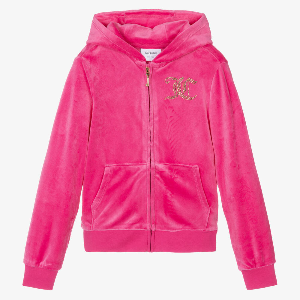 Juicy Couture - Teen Girls Pink Diamanté Zip-Up Hoodie | Childrensalon