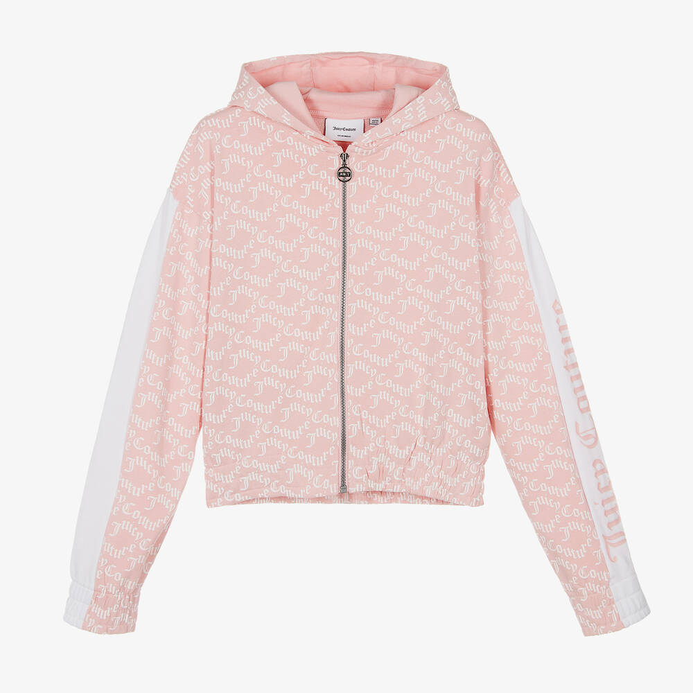 Juicy Couture - Teen Girls Pink Logo Zip-Up Hoodie | Childrensalon