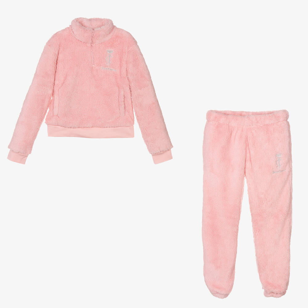 Juicy Couture - Teen Girls Pink Plush Tracksuit | Childrensalon