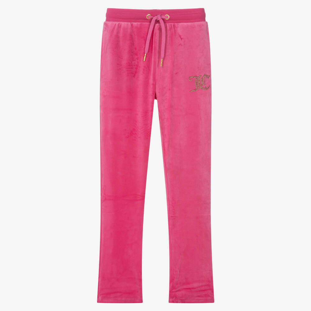 Juicy Couture - Teen Girls Pink Velour Flared Joggers | Childrensalon