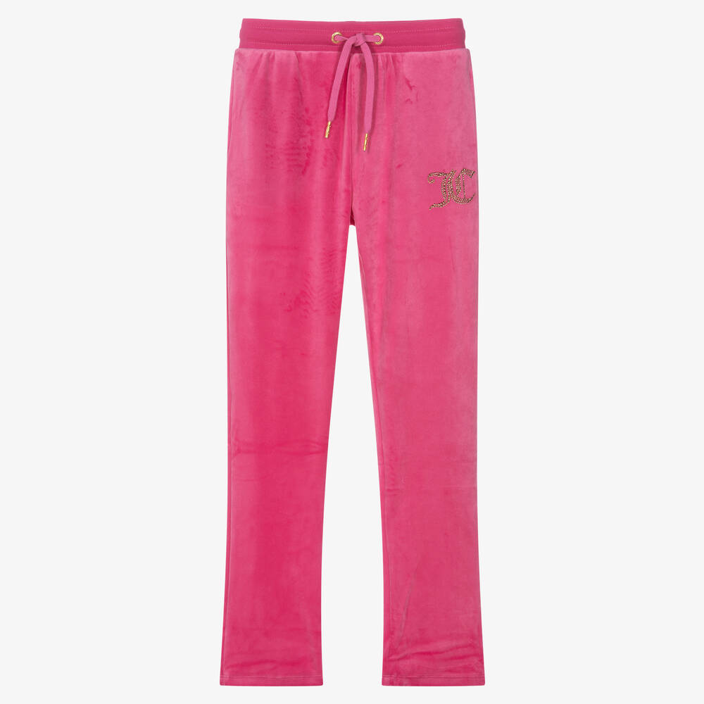 Juicy Couture Teen Girls Pink Velour Flared Joggers Childrensalon Outlet
