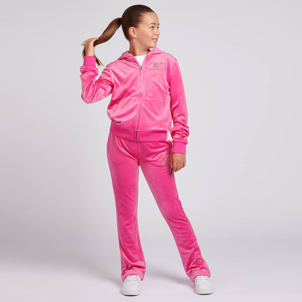 Juicy Couture Teen Girls Pink Velour Flared Joggers Childrensalon Outlet
