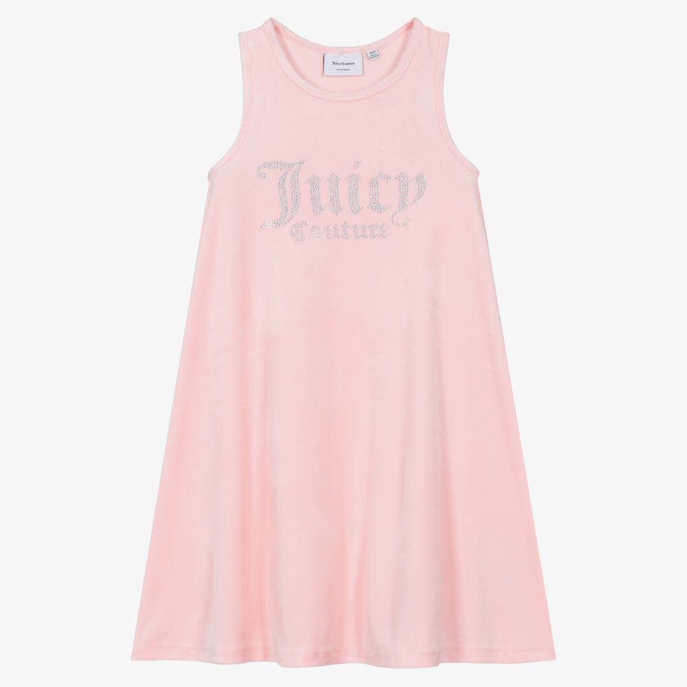 Juicy Couture - فستان تينز بناتي قطيفة لون زهري | Childrensalon