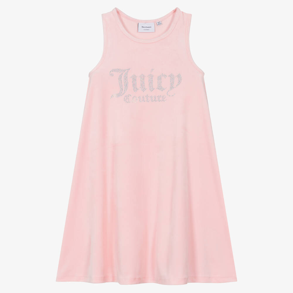 Juicy Couture Teen Girls Pink Velour Logo Dress Childrensalon Outlet