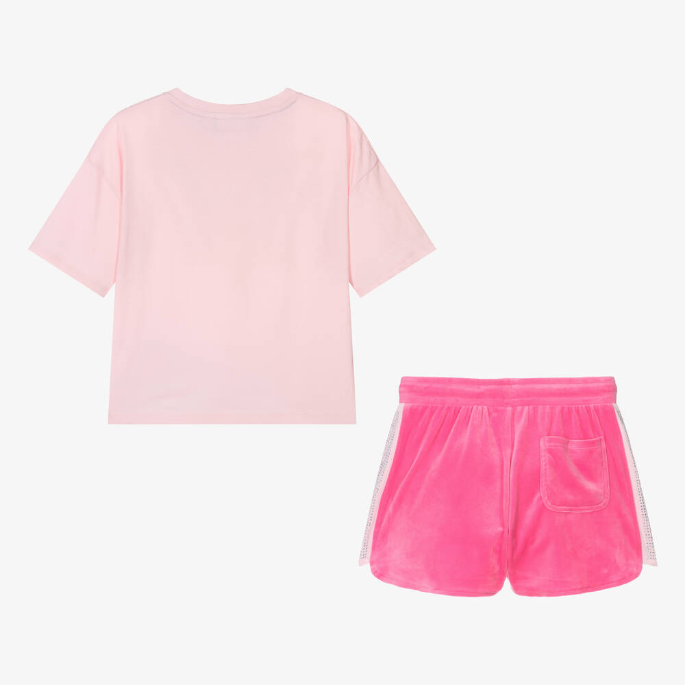 Juicy Couture-طقم شورت قطن وقطيفة لون زهري للمراهقات | Childrensalon Outlet