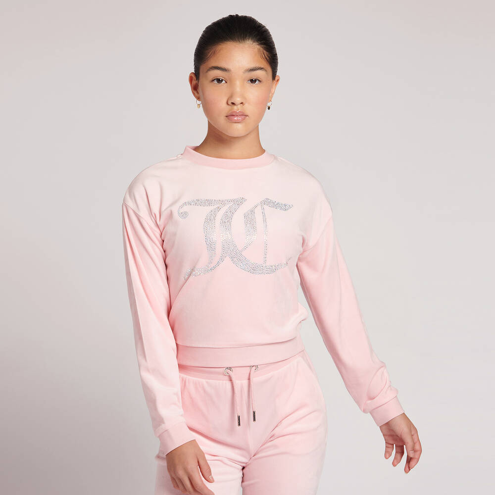 Pink velour hot sale sweatshirt