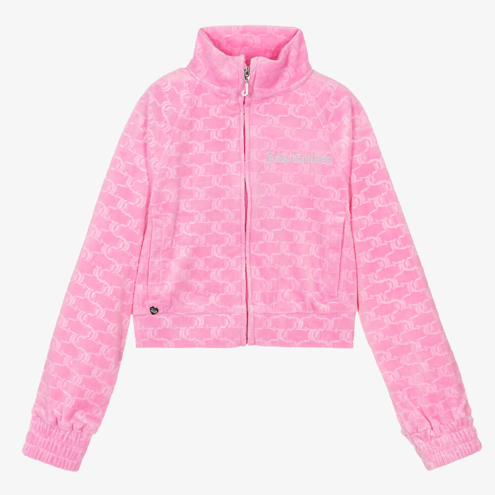 Juicy Couture - Teen Girls Pink Velour Zip-Up Top | Childrensalon