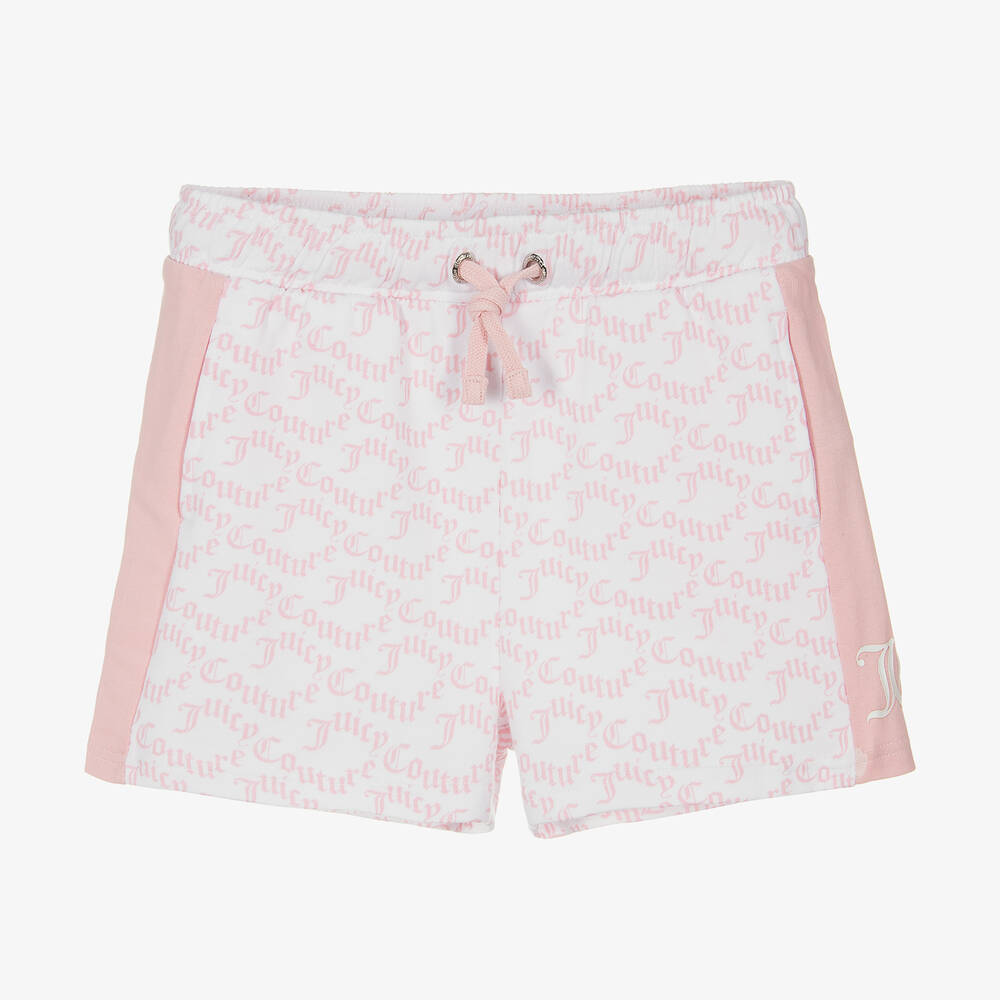 Juicy Couture-Teen Girls Pink & White Cotton Logo Shorts | Childrensalon Outlet