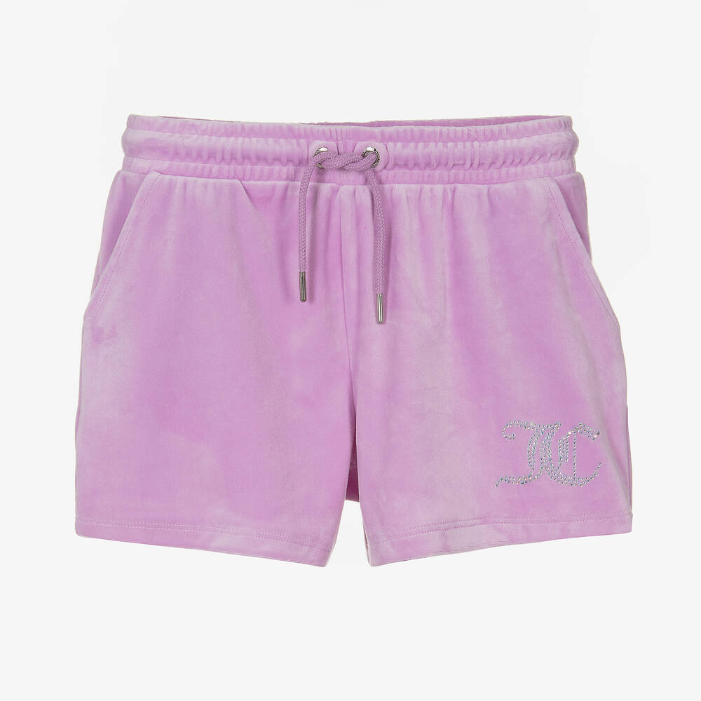 Short violet en velours ado fille