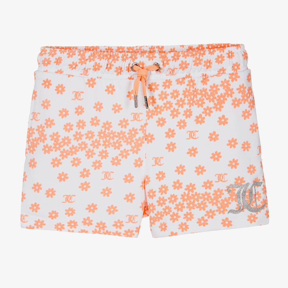 Juicy Couture - Short blanc et orange à fleurs ado | Childrensalon