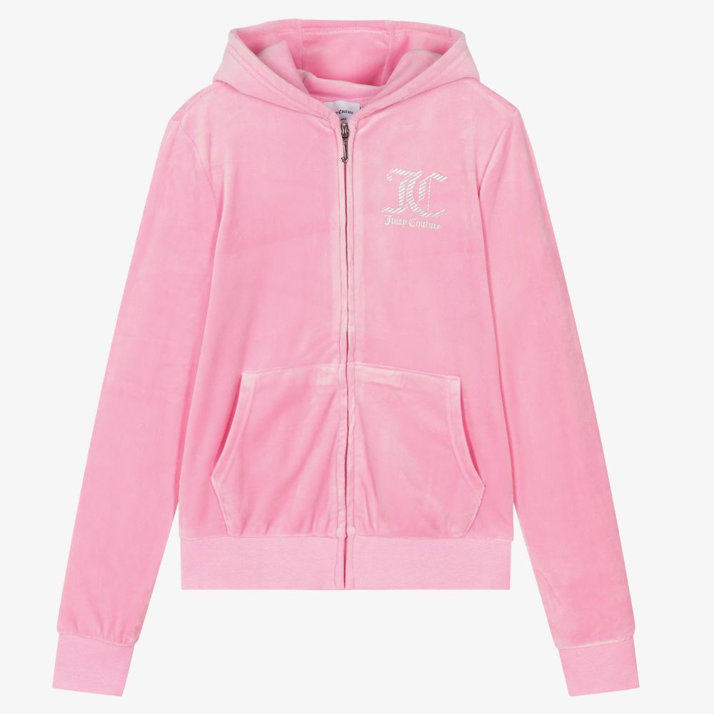Juicy Couture - Teen Pink Velour Zip-Up Top | Childrensalon
