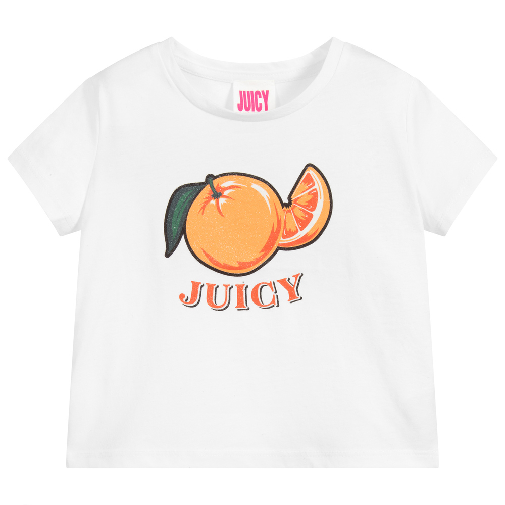 Juicy Couture - تيشيرت قطن جيرسي لون أبيض للبنات | Childrensalon