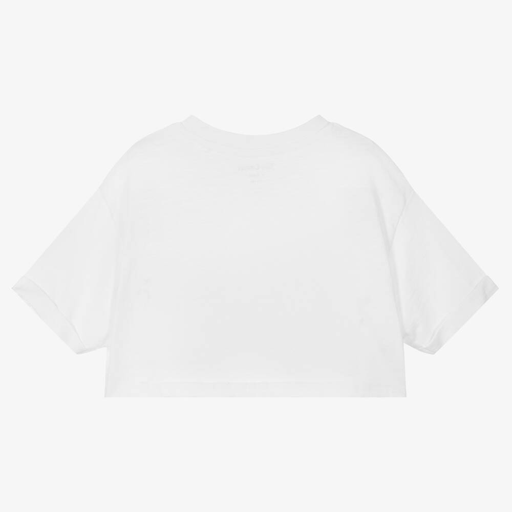 Juicy Couture-White Cropped Logo T-Shirt | Childrensalon Outlet