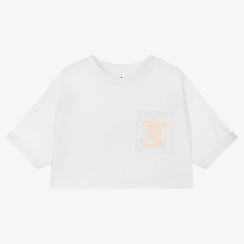 Juicy Couture - White Cropped Logo T-Shirt | Childrensalon