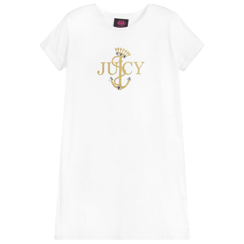 Juicy Couture - فستان قطن ومودال جيرسي لون أبيض | Childrensalon