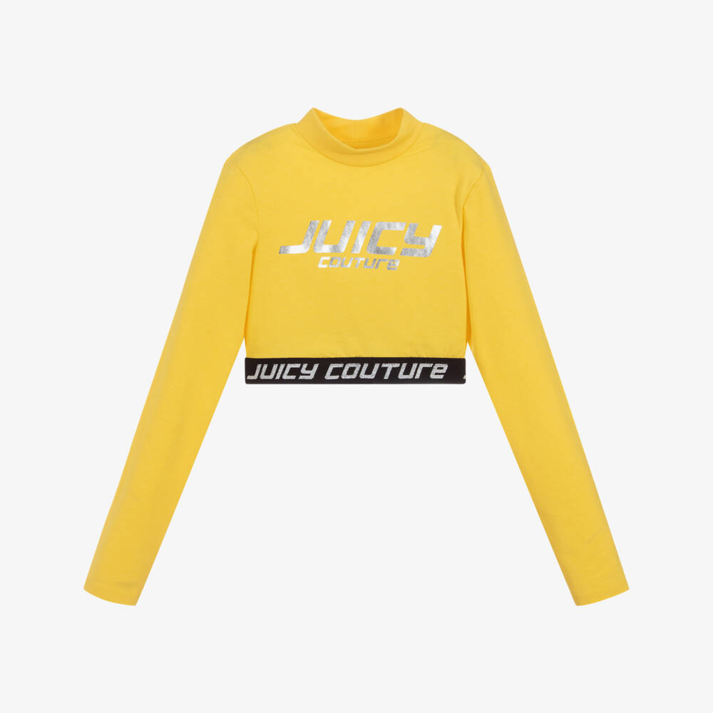 Juicy Couture-Yellow Cropped Logo Top | Childrensalon Outlet