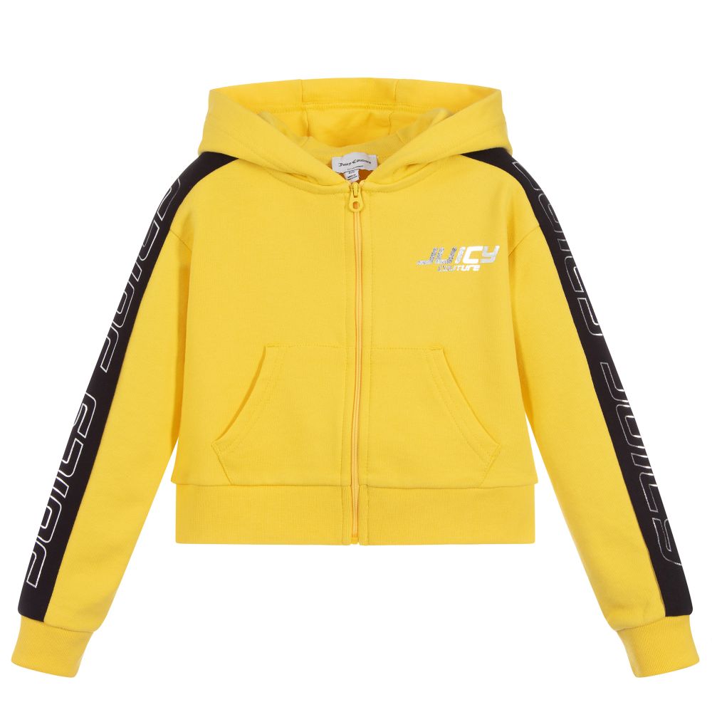 Yellow Cropped Zip Up Top