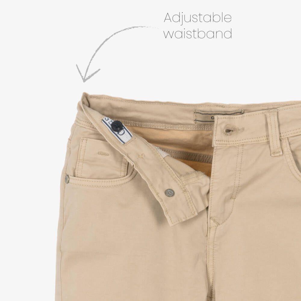 Guess-Junior Boys Beige Cotton Twill Chino Trousers | Childrensalon Outlet