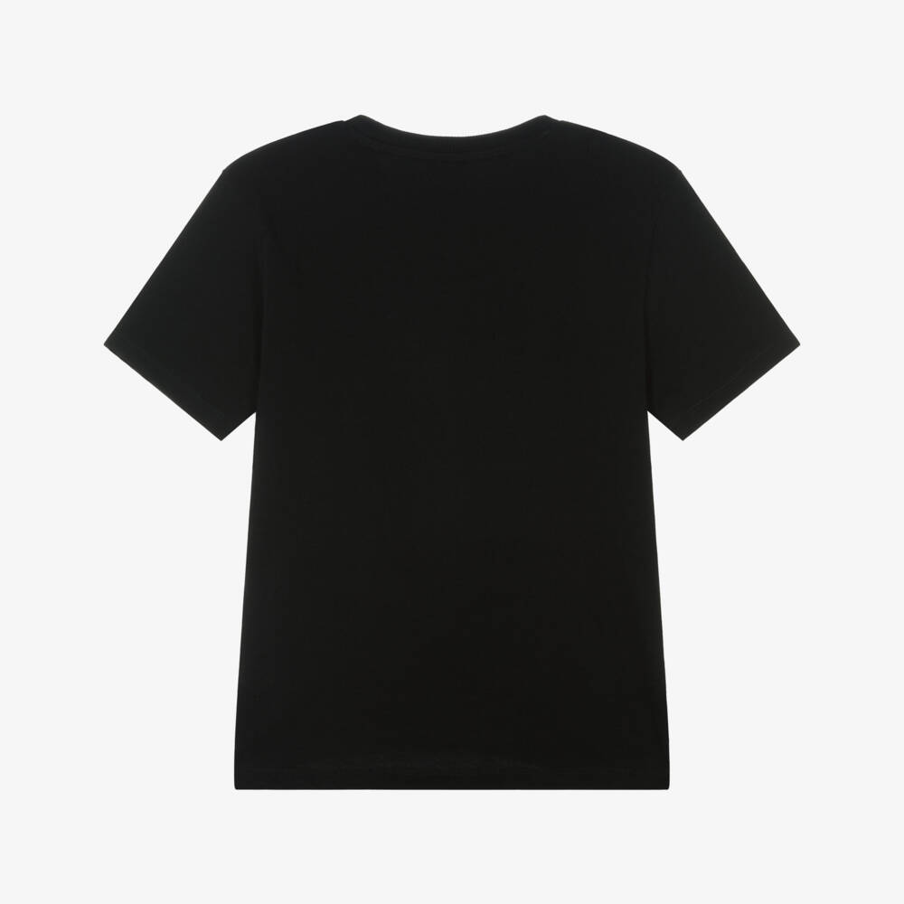 Guess-Junior Boys Black Organic Cotton Triangle Logo T-Shirt | Childrensalon Outlet