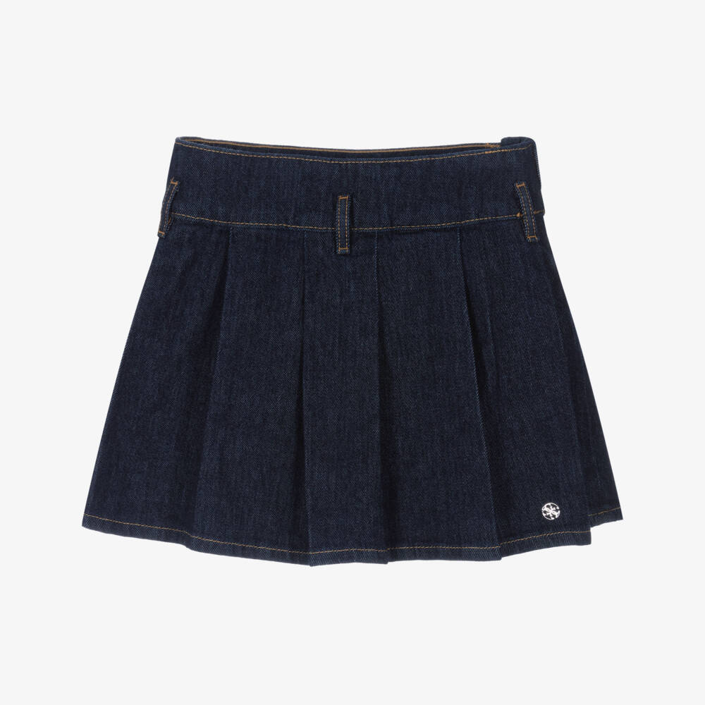 Guess-Junior Girls Blue Denim Pleated Skirt with Belt | Childrensalon Outlet