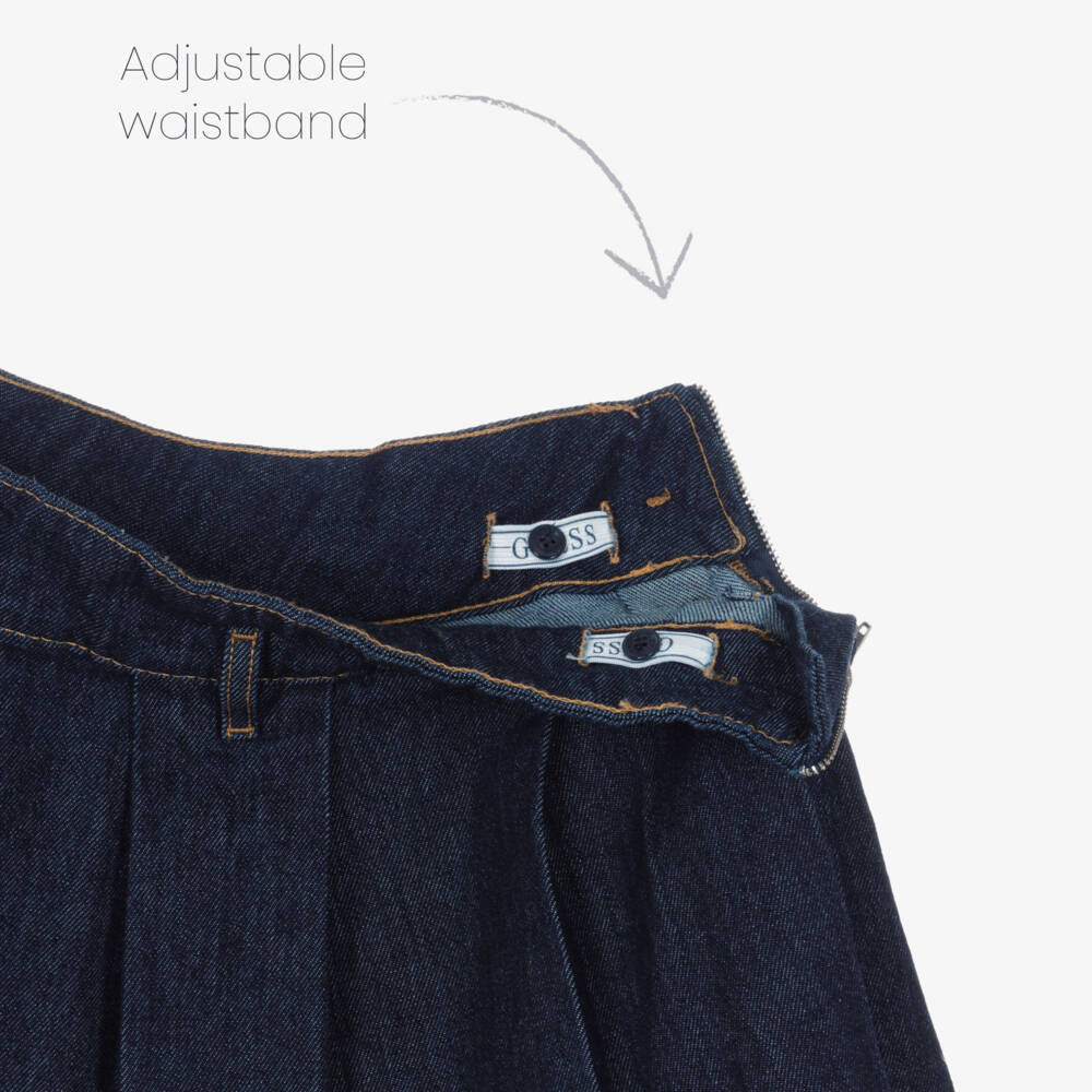 Guess-Junior Girls Blue Denim Pleated Skirt with Belt | Childrensalon Outlet