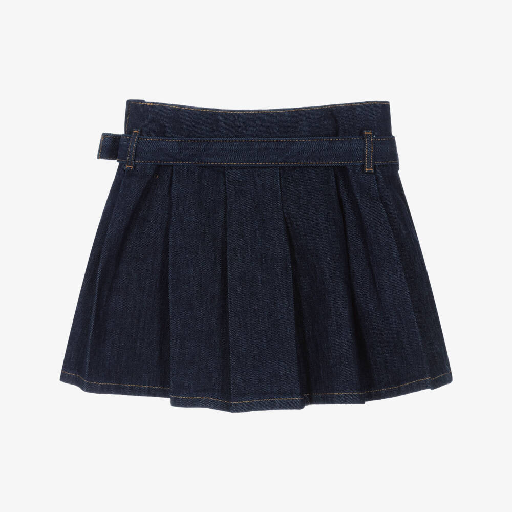 Guess-Junior Girls Blue Denim Pleated Skirt with Belt | Childrensalon Outlet