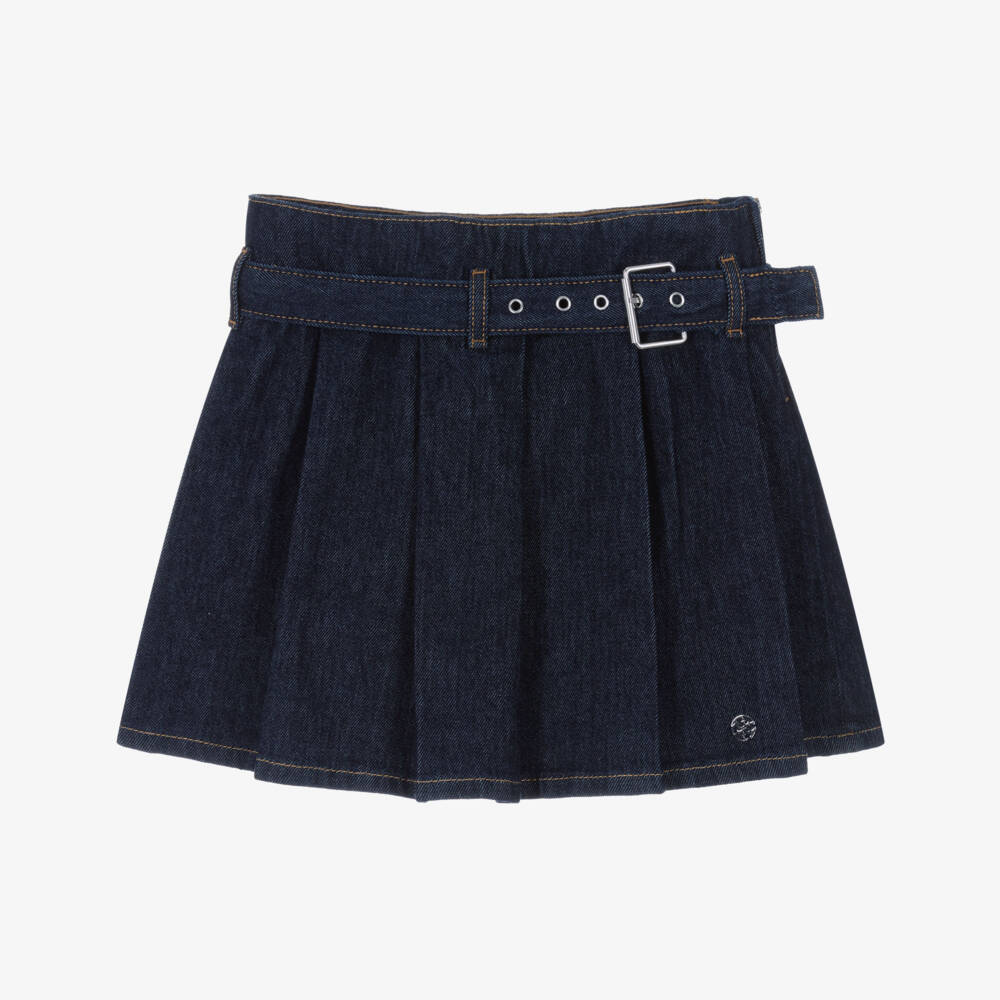 Guess-Junior Girls Blue Denim Pleated Skirt with Belt | Childrensalon Outlet