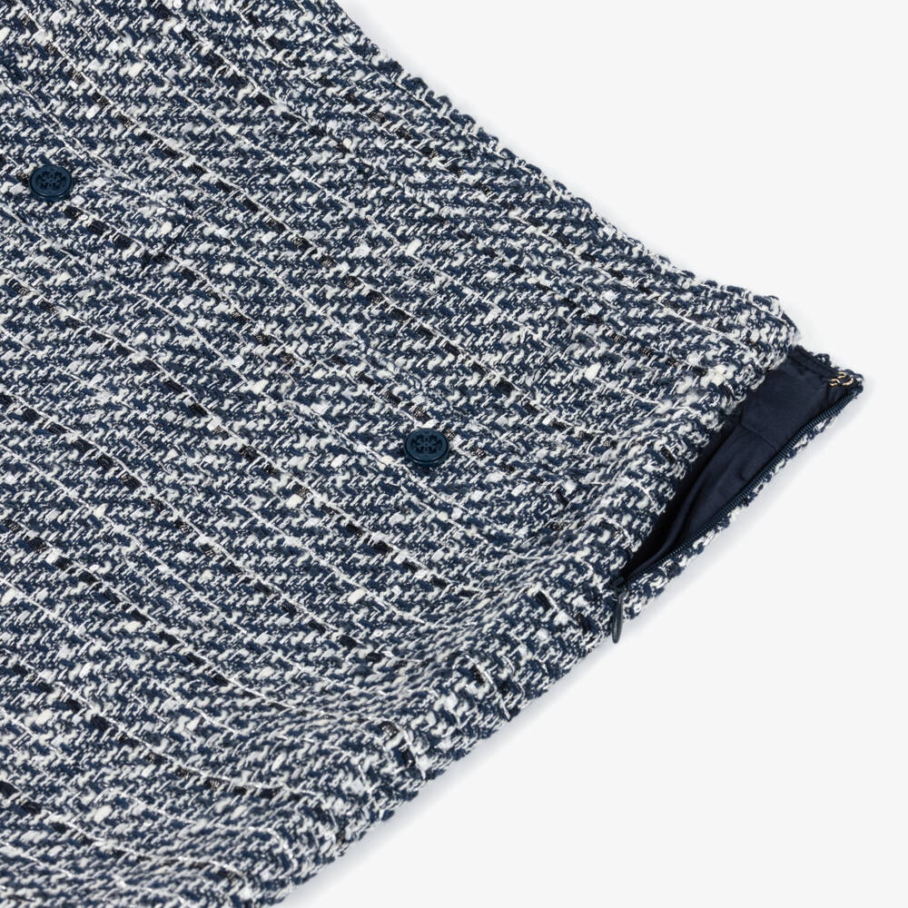 Guess-Junior Girls Blue Tweed Skirt with Silver Thread & Sequins | Childrensalon Outlet