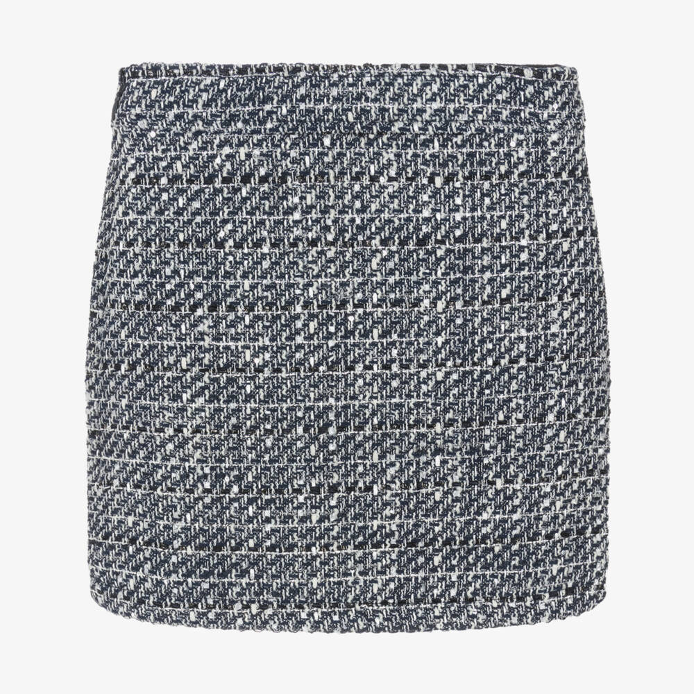 Guess-Junior Girls Blue Tweed Skirt with Silver Thread & Sequins | Childrensalon Outlet