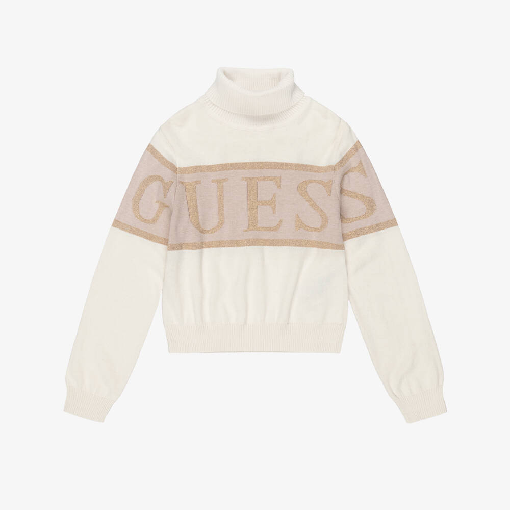 Guess-Junior Girls Ivory Roll Neck Sweater | Childrensalon Outlet