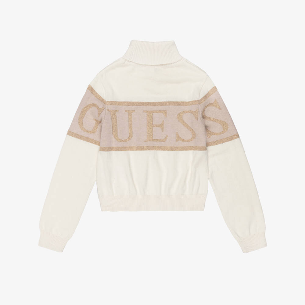 Guess-Junior Girls Ivory Roll Neck Sweater | Childrensalon Outlet