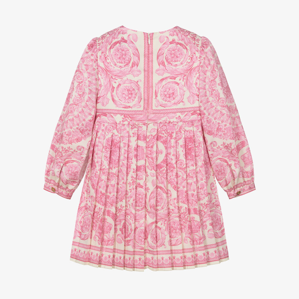 Versace-Junior Girls Pale Pink Satin Barocco Foulard Dress | Childrensalon Outlet