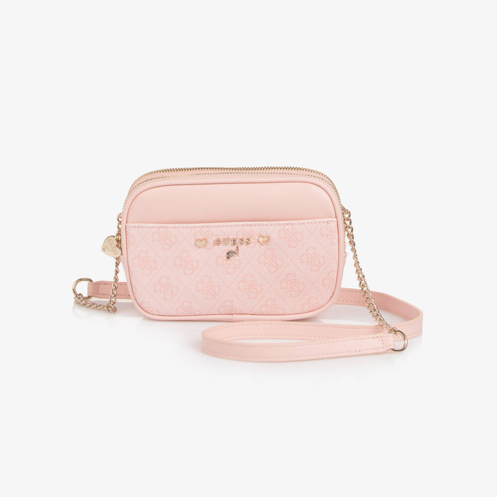 Guess-Junior Girls Pink Faux Leather 4G Logo Shoulder Bag (18cm) | Childrensalon Outlet