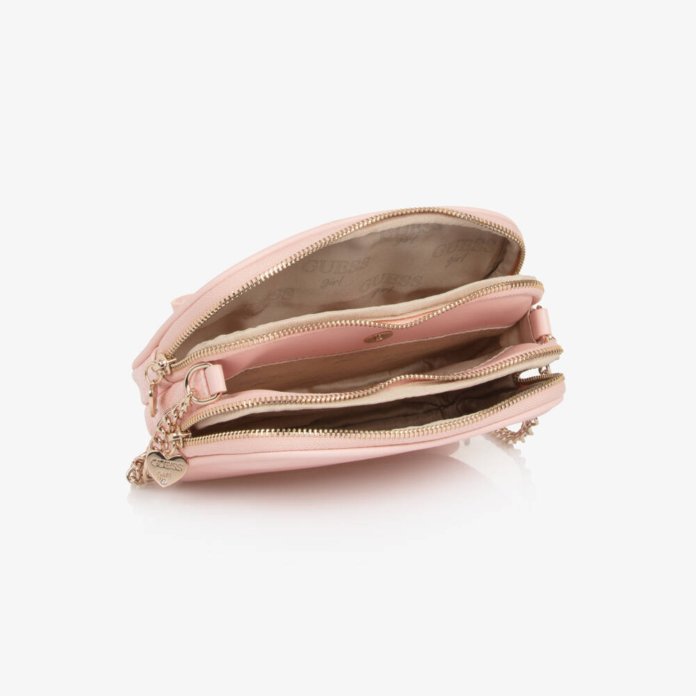 Guess-Junior Girls Pink Faux Leather 4G Logo Shoulder Bag (18cm) | Childrensalon Outlet