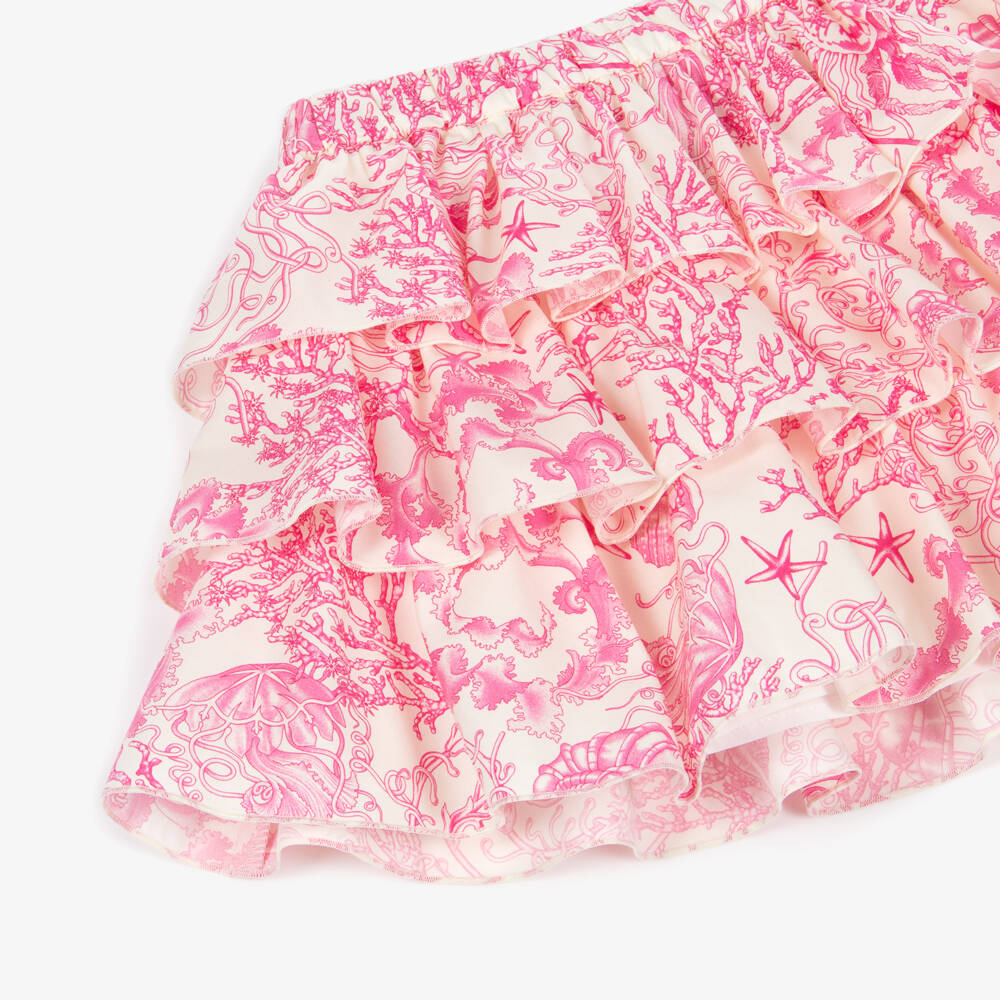 Versace-Junior Girls Pink & Ivory Cotton Underwater Barocco Skirt | Childrensalon Outlet