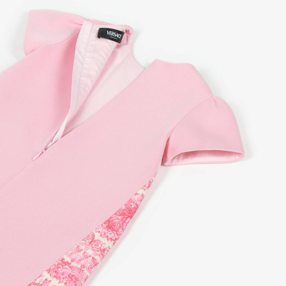 Versace-Junior Girls Pink Jersey & Barocco Print Dress | Childrensalon Outlet