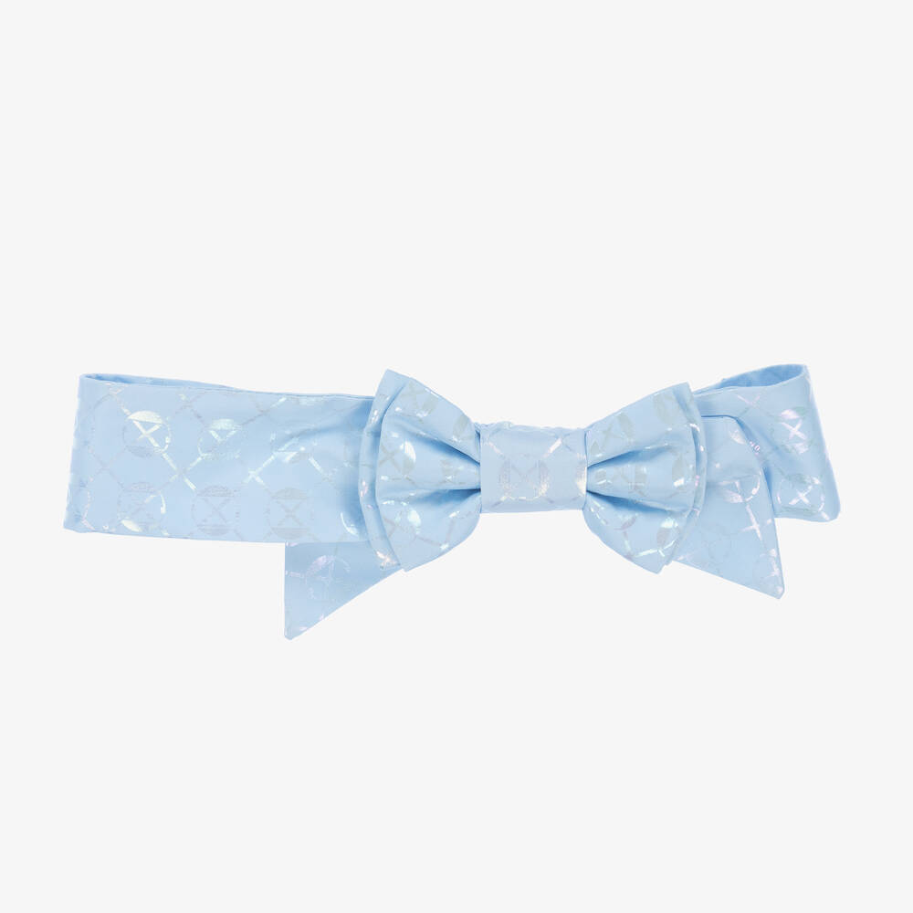 Junona - Baby Girls Blue Bow Headband | Childrensalon