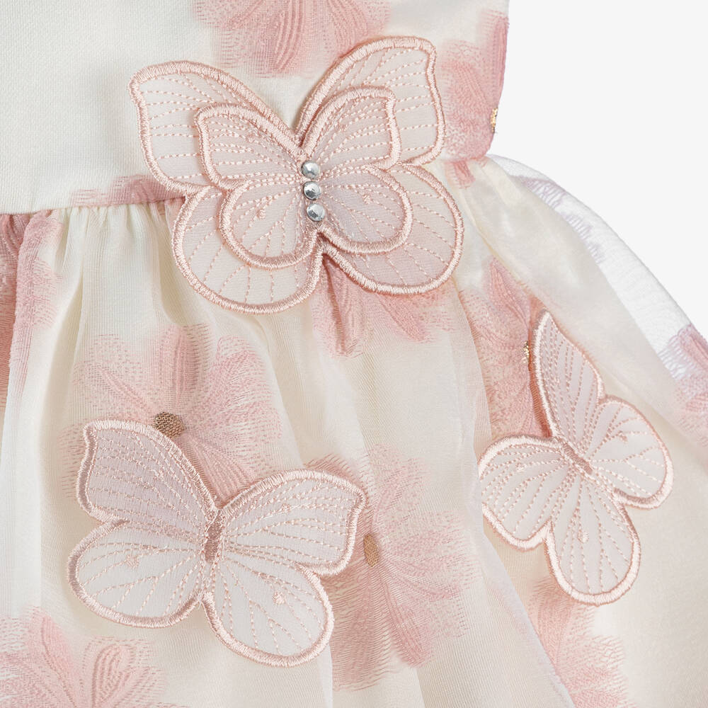 Junona-فستان أورغانزا لون عاجي بطبعة ورود | Childrensalon Outlet