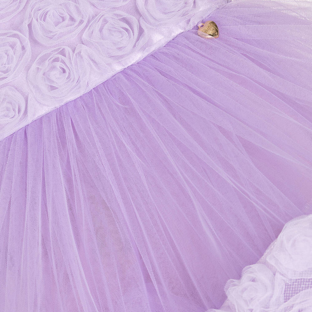 Junona-Baby Girls Lilac Purple Floral Tulle Dress | Childrensalon Outlet