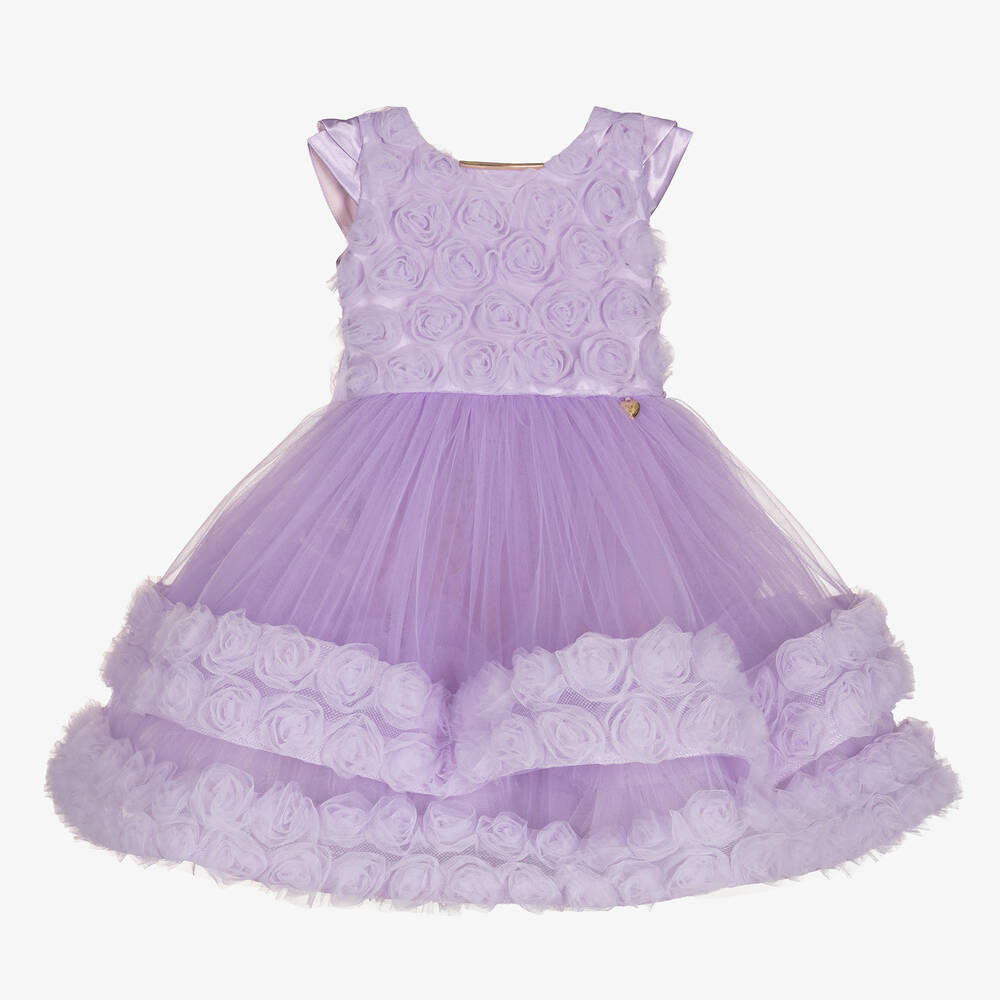 Junona - Robe lilas en tulle à fleurs bébé | Childrensalon