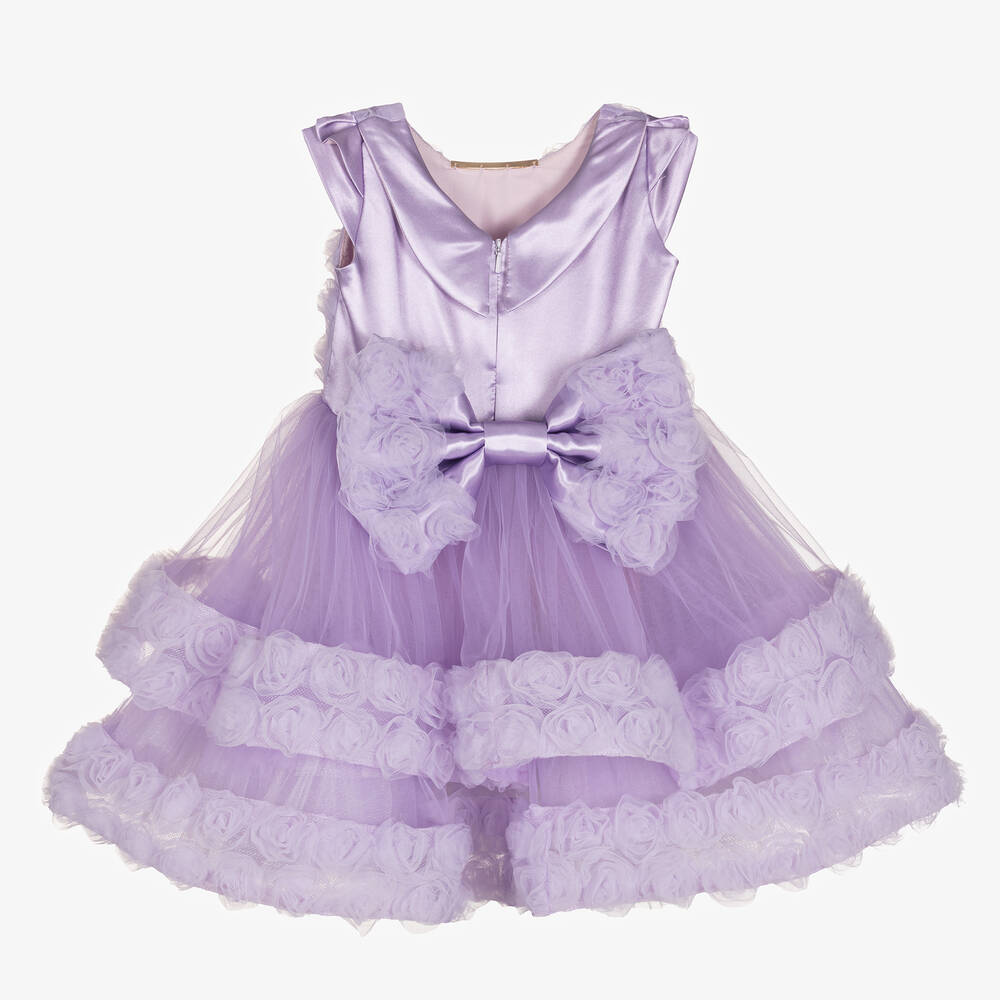 Junona-Baby Girls Lilac Purple Floral Tulle Dress | Childrensalon Outlet