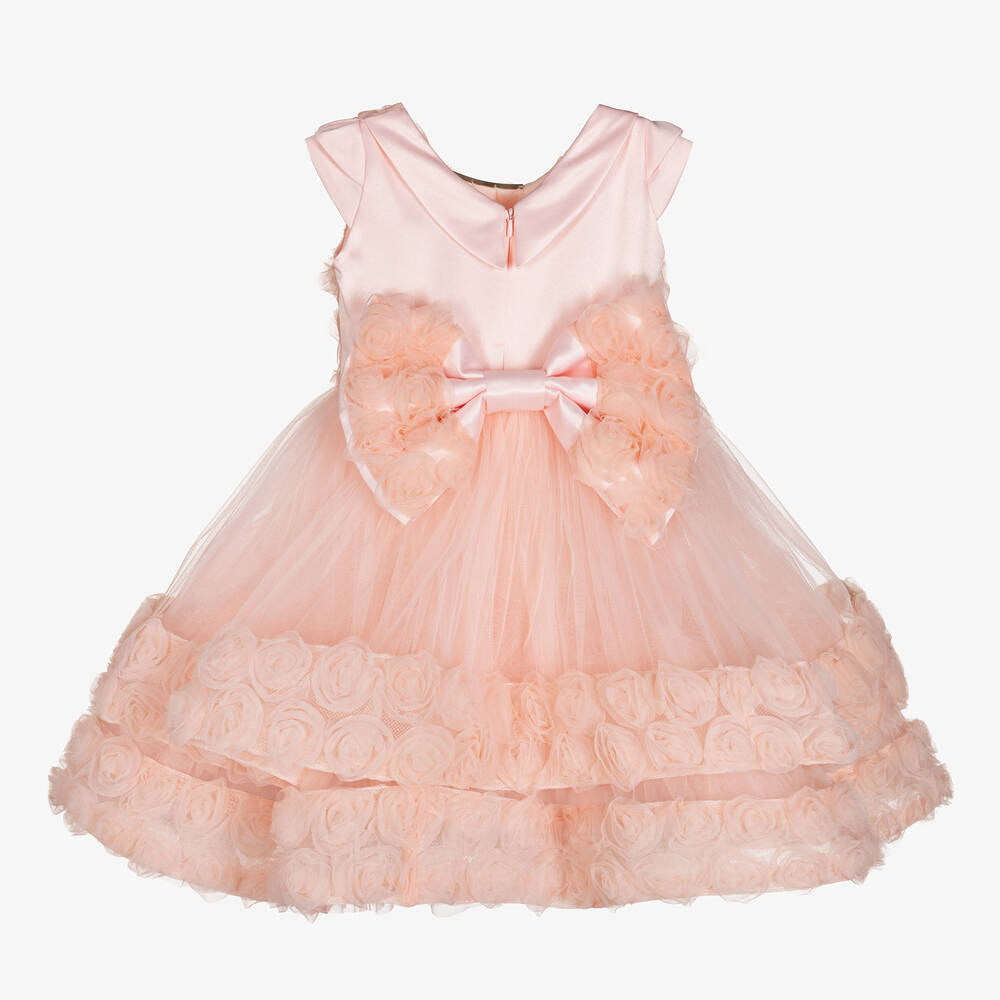 Junona-Baby Girls Pale Pink Floral Tulle Dress | Childrensalon Outlet