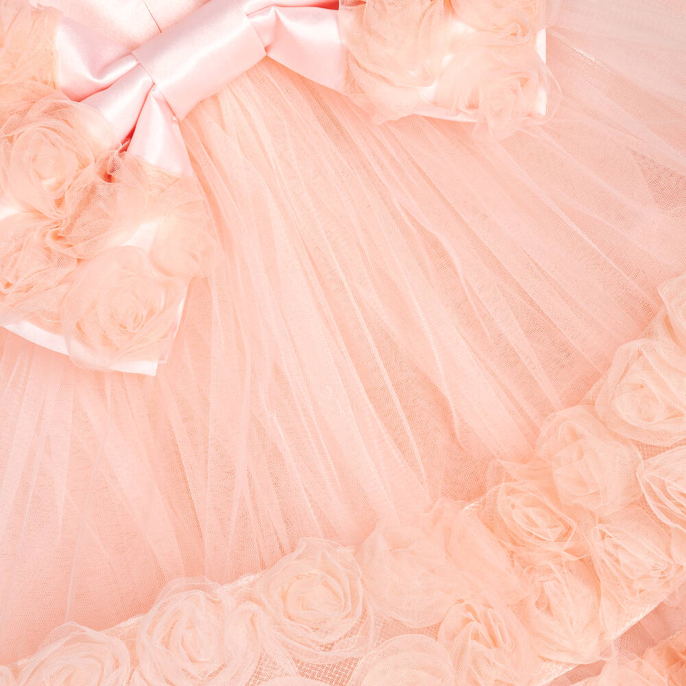 Junona-Baby Girls Pale Pink Floral Tulle Dress | Childrensalon Outlet