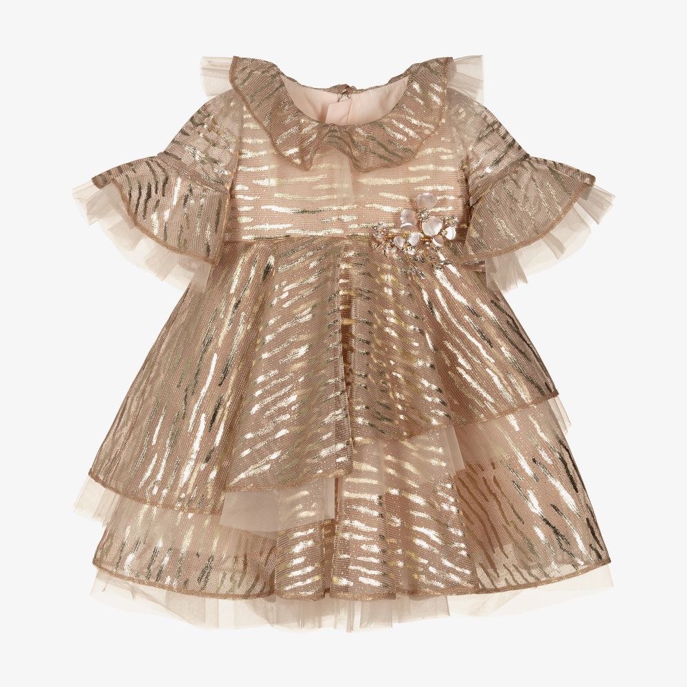 Junona-Baby Girls Pink Chiffon Dress | Childrensalon Outlet