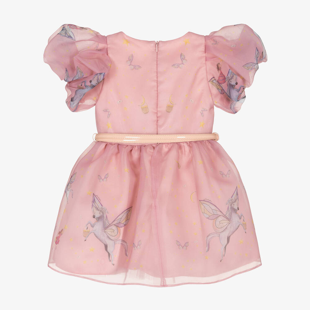 Junona-Baby Girls Pink Organza Unicorn Dress | Childrensalon Outlet