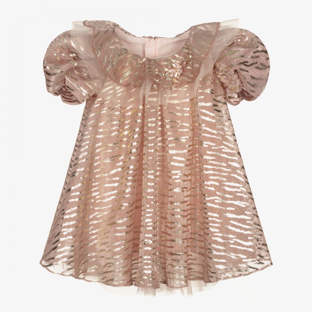 Junona - Baby Girls Pink Shimmer Dress  | Childrensalon