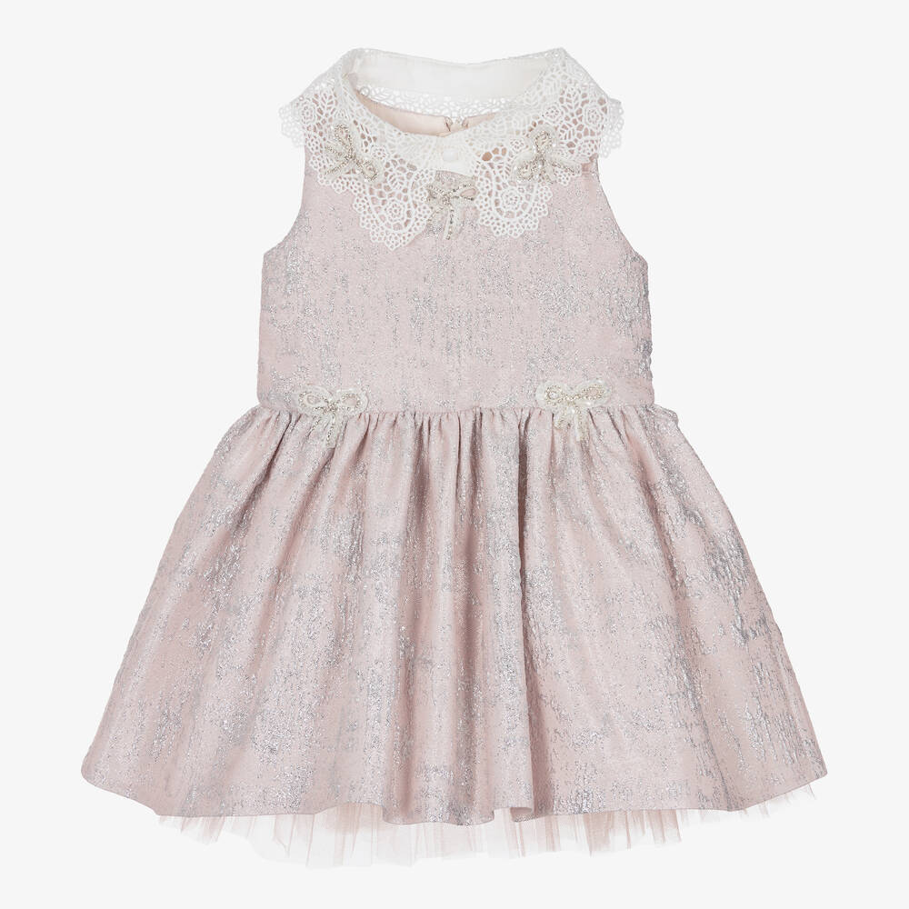 Junona - Jacquard-Babykleid rosa/silber (M) | Childrensalon