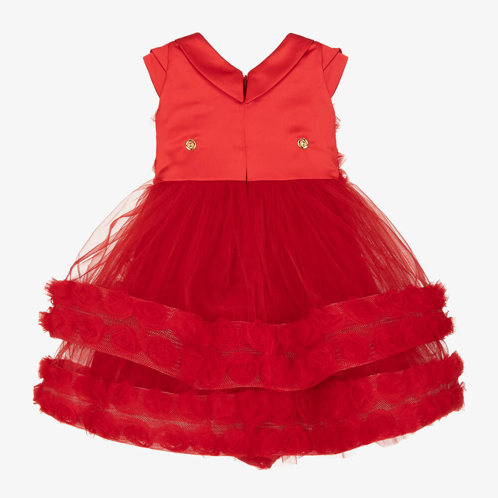 Junona-Baby Girls Red Tulle Rose Dress | Childrensalon Outlet